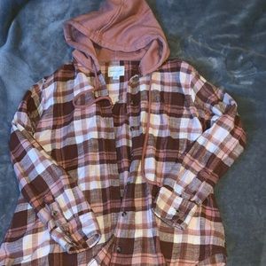 American Eagle hooded flannel
